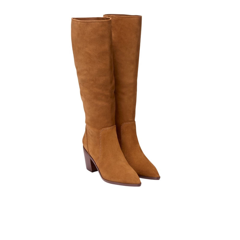 Cole Haan Womens Tan Suede Pointed Toe Block Heel Knee High Tall Boots